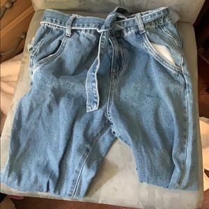 Cute belted and cuffed kids jeans